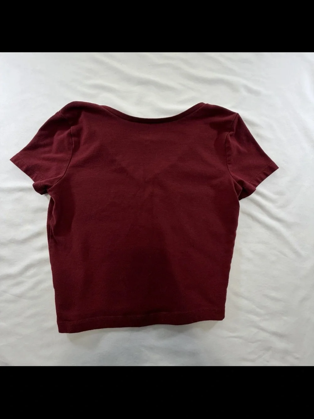 V-Neck Short Sleeve Top in Burgundy - Women